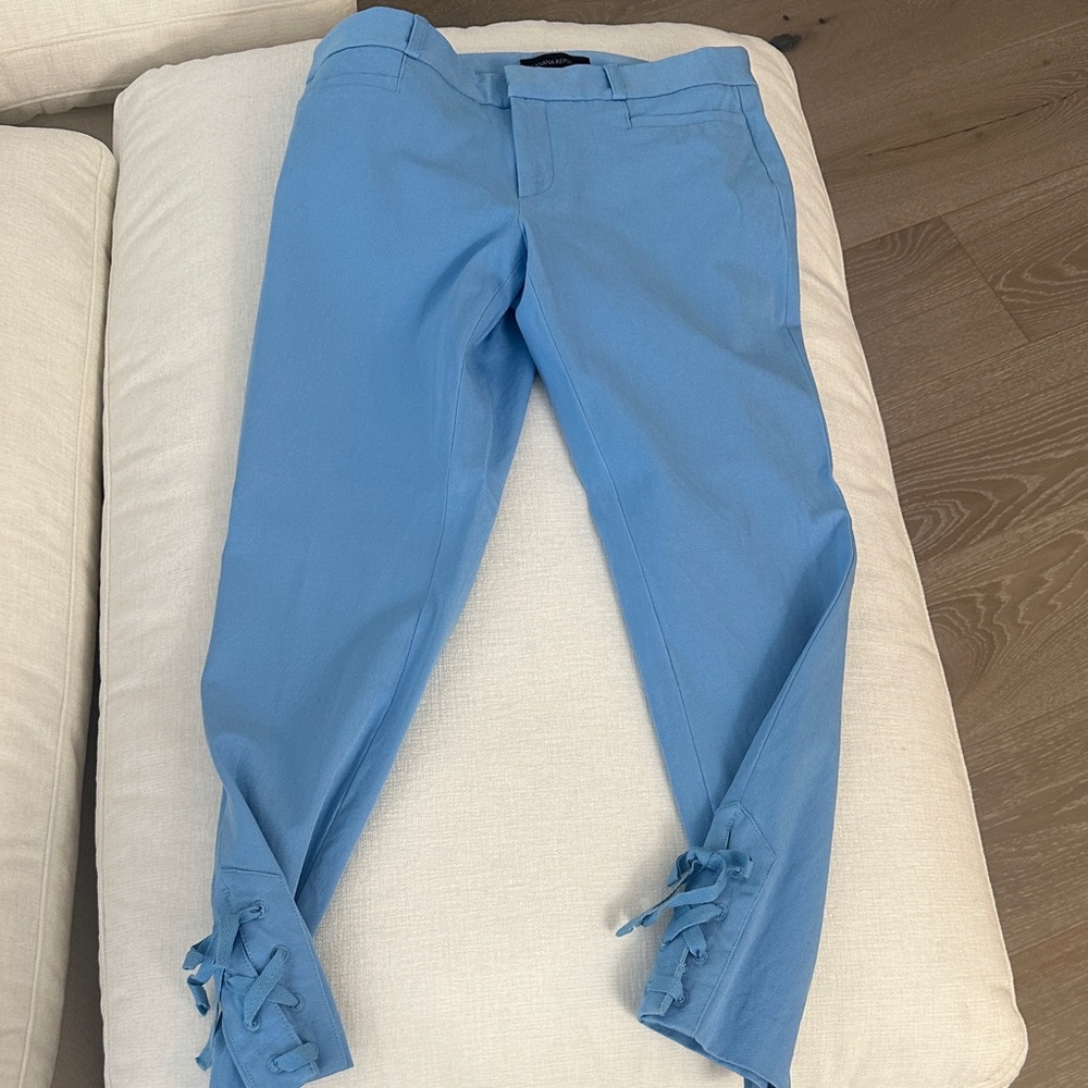 Banana Republic Sloan Fit Sky Blue Lace-Up Ankle Pants - 4 Petite